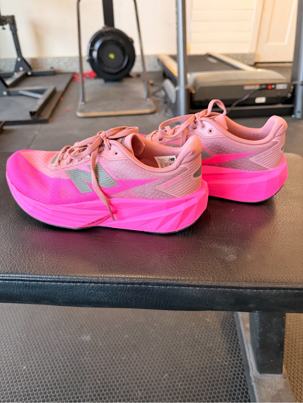 New Balance Women's Pink Heat With Rosewood FuelCell Rebel v5